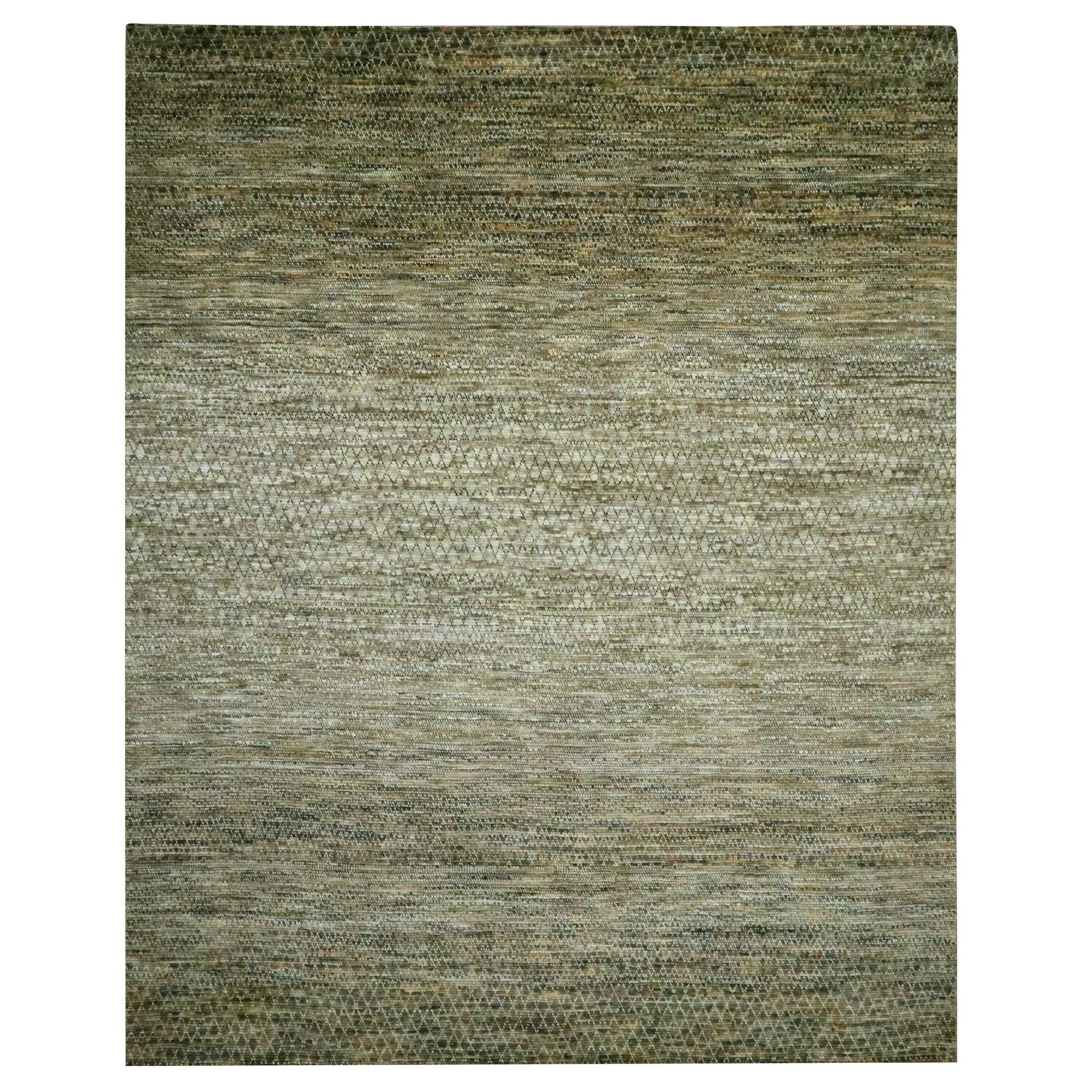 12'1"x15'1" Shades of Brown, Pure Wool, Grass Design with Looped Pile, Hand Knotted, XL, Oversized, Oriental Rug 